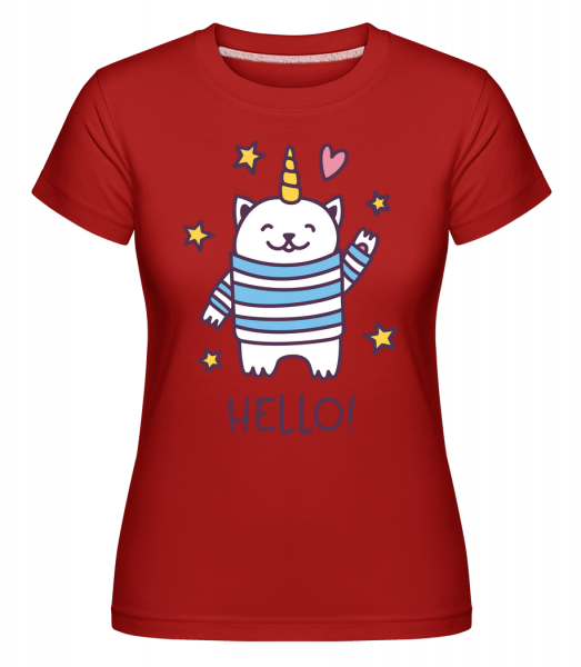 Hello Cat Unicorn -  T-shirt Shirtinator femme - Rouge - Vorn