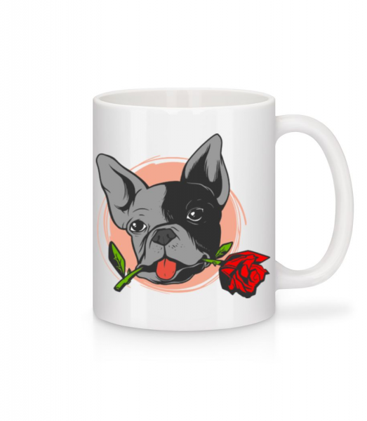 Bulldog Rose - Mug en céramique blanc - Blanc - Devant