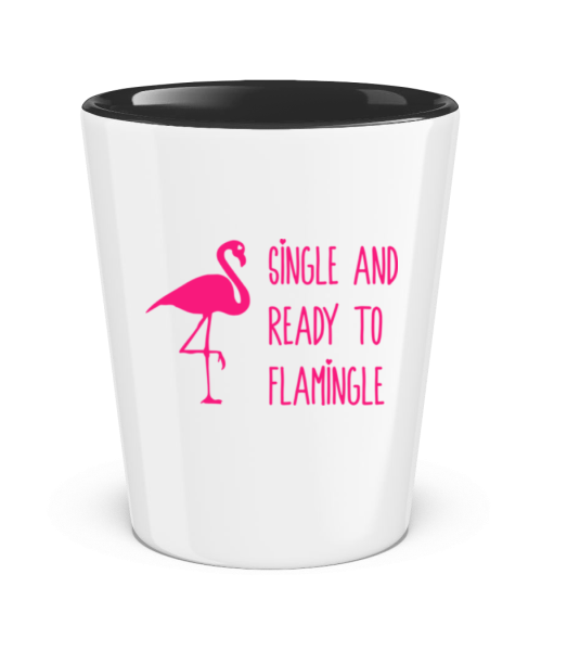 Single And Ready To Flamingle - Verre à shot bicolore - Blanc / Noir - Devant