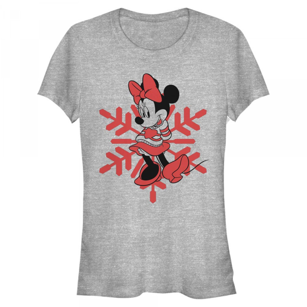 Disney Classics - Mickey Mouse - Minnie Mouse Minnie Snowflake - Christmas - Femme T-shirt - Gris chiné - Devant