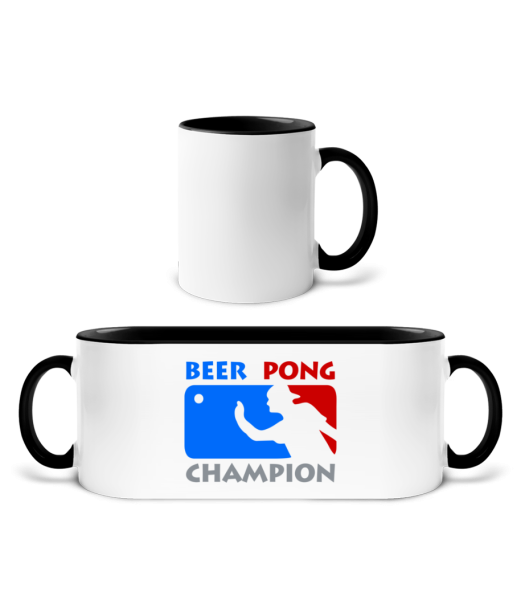 Beer Pong Champion - Mug bicolore en céramique - intérieur de couleur - Blanc / Noir - Devant