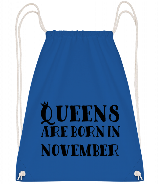 Queens Are Born In November - Sac à dos Drawstring - Bleu royal - Vorn