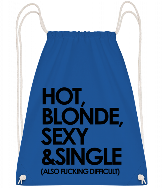 Hot, Blonde, Sexy & Single - Sac à dos Drawstring - Bleu royal - Vorn