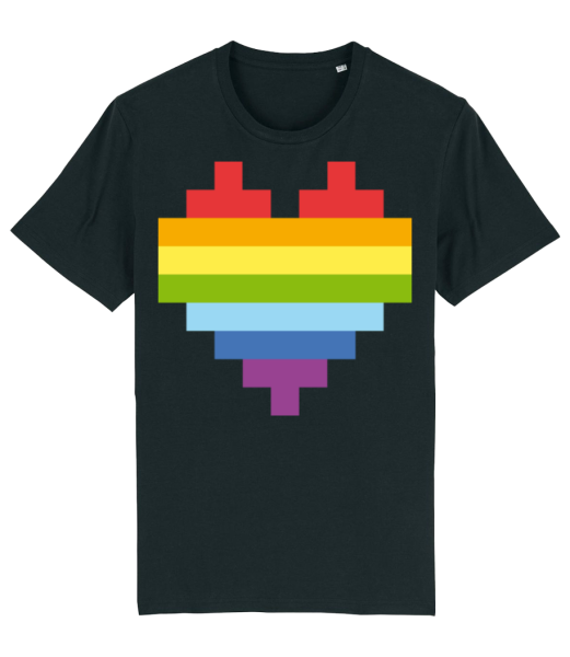 Rainbow Heart - T-shirt bio Homme Stanley Stella - Noir - Devant