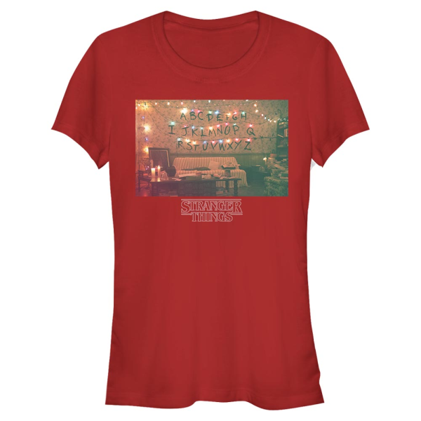Netflix - Stranger Things - Logo Christmas Lights - Christmas - Femme T-shirt - Rouge - Devant