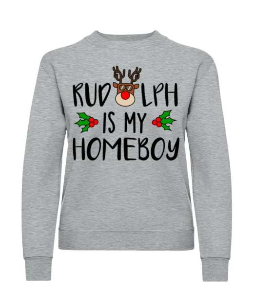 Rudolph Is My Homeboy - Sweatshirt Femme - Gris chiné - Devant