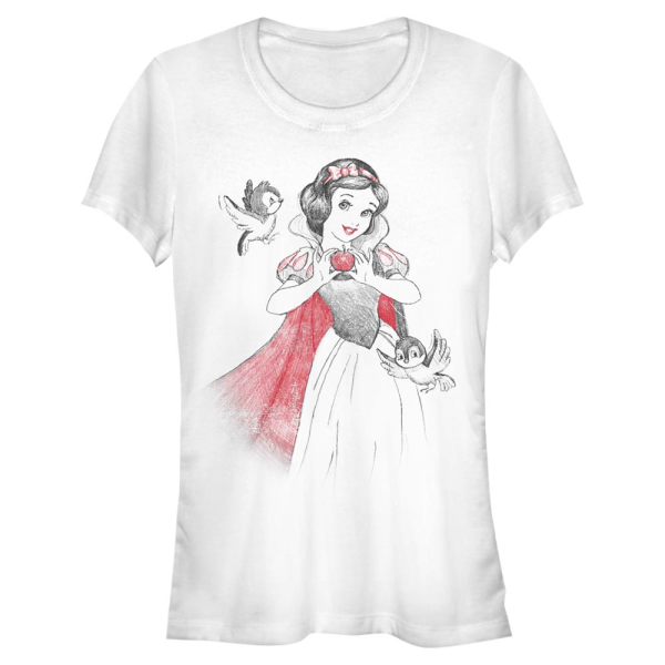 Disney - Blanche-Neige et les Sept Nains - Snow White Snow Sketch Vignette - Femme T-shirt - Blanc - Devant