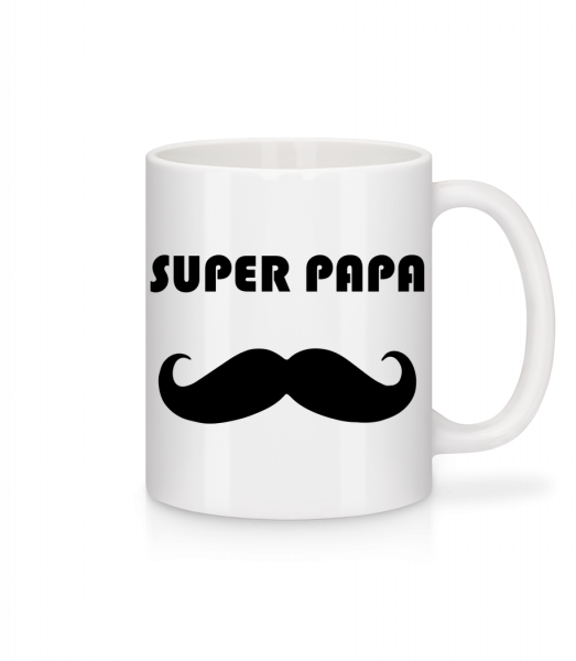 Super Papa Mustache - Mug en céramique blanc - Blanc - Vorn