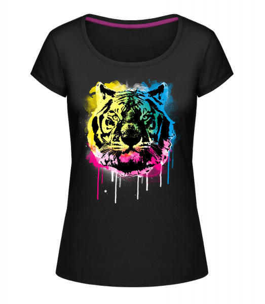 Tigre Multicolore - T-shirt à col rond Megan - Noir - Vorn