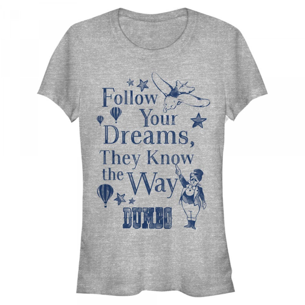 Disney Classics - Dumbo - Dumbo Follow Dreams - Femme T-shirt - Gris chiné - Devant