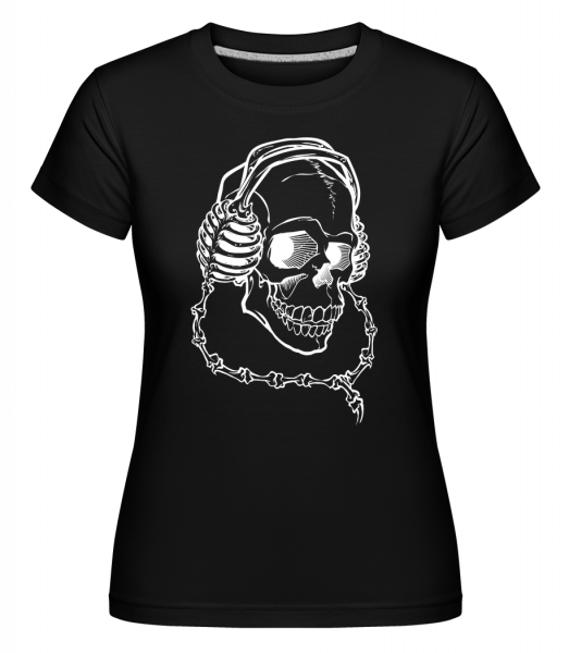 Crâne Avec Des Écouteurs -  T-shirt Shirtinator femme - Noir - Vorn