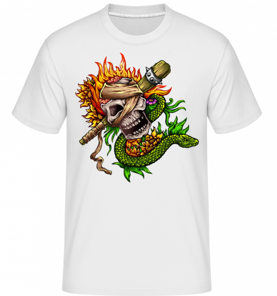 Fire Skull -  T-Shirt Shirtinator homme - Blanc - Vorn