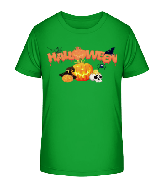 Halloween Citrouille Corbeau - T-shirt bio Enfant Stanley Stella - Vert - Devant