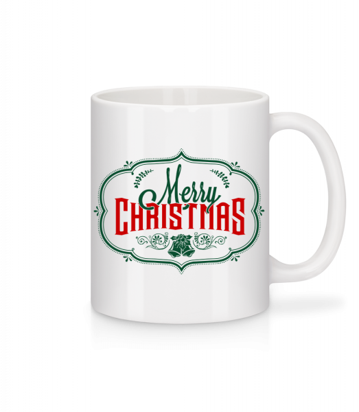 Merry Christmas Deer Label - Mug en céramique blanc - Blanc - Vorn