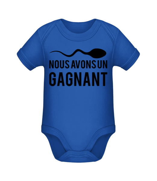 Sperme Gagnant - Body manches courtes bio - Bleu royal - Devant