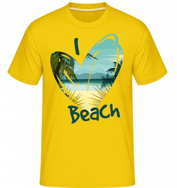 I Love Beach Heart -  T-Shirt Shirtinator homme - Jaune doré - Vorn