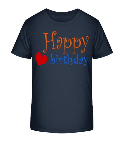 Happy Birthday Cœur - T-shirt bio Enfant Stanley Stella - Bleu marine - Devant