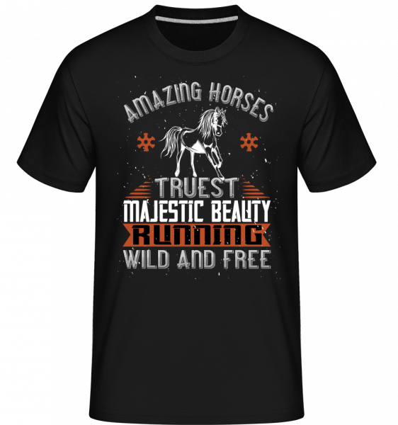 Amazing Horses Running Wild And Free -  T-Shirt Shirtinator homme - Noir - Vorn
