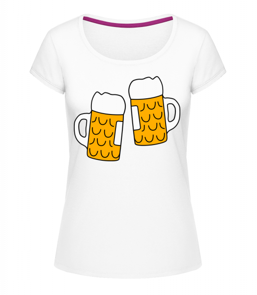 Deux Bières - T-shirt à col rond Megan - Blanc - Vorn