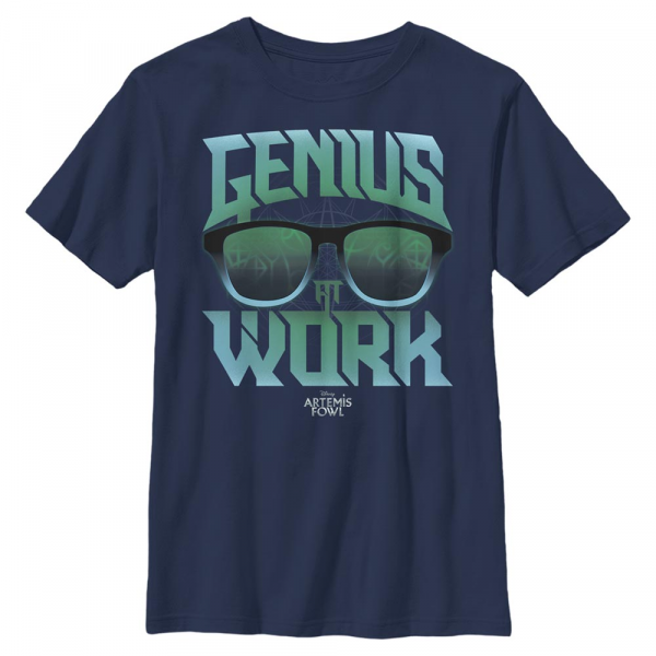 Disney Classics - Artemis Fowl - Text Genius Working - Enfant T-shirt - Bleu marine - Devant