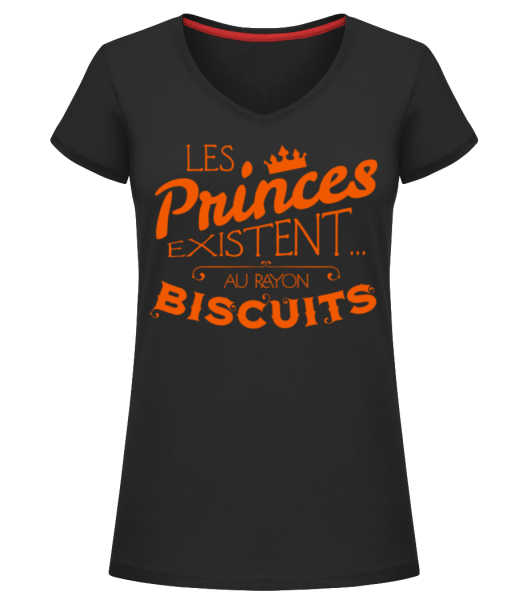 Les Princes Existent - T-shirt col en V Femme - Noir - Devant