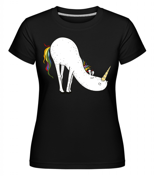 Licorne De Yoga Bücke -  T-shirt Shirtinator femme - Noir - Vorn