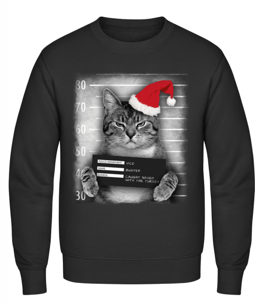 Cat XMas Guilty - Sweat-shirt classique avec manches set-in - Noir - Vorn