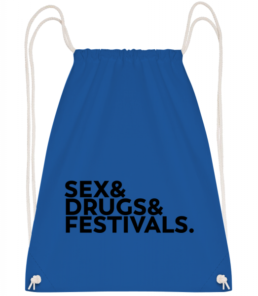 Sex Drugs Festivals - Sac à dos Drawstring - Bleu royal - Vorn