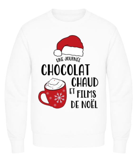 Une Journée Chocolat Chaud Et Films - Sweatshirt Homme - Blanc - Devant