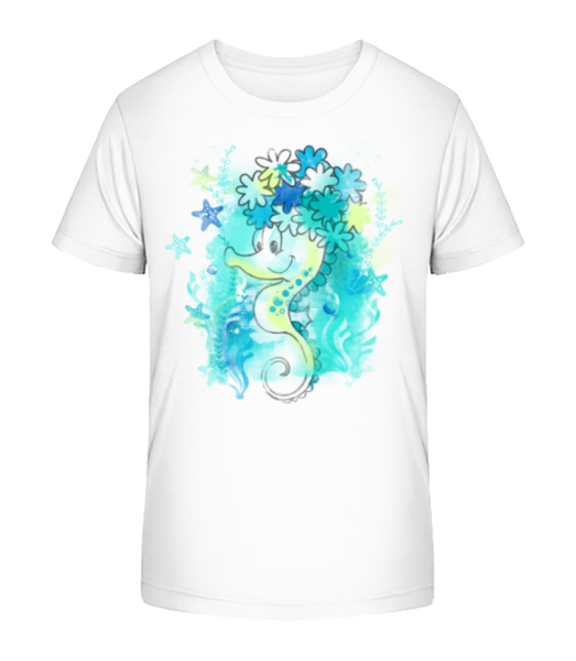 Hippocampe Aquarelle - T-shirt bio Enfant Stanley Stella - Blanc - Devant