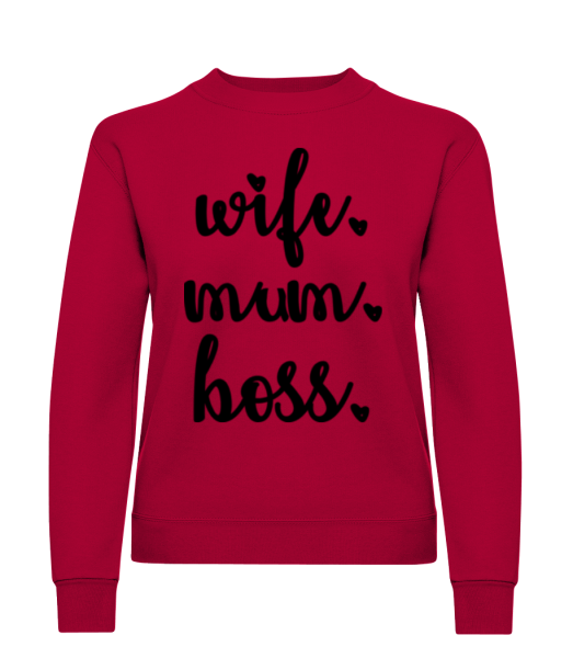Motif Wife Mum Boss - Sweatshirt Femme - Rouge - Devant