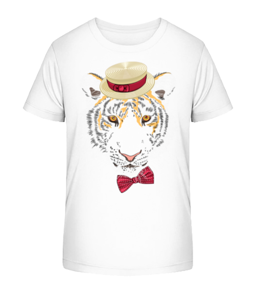 Tiger With Hat - T-shirt bio Enfant Stanley Stella - Blanc - Devant