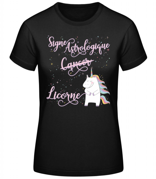 Signe Astrologique Licorne Cance - T-shirt standard femme - Noir - Vorn