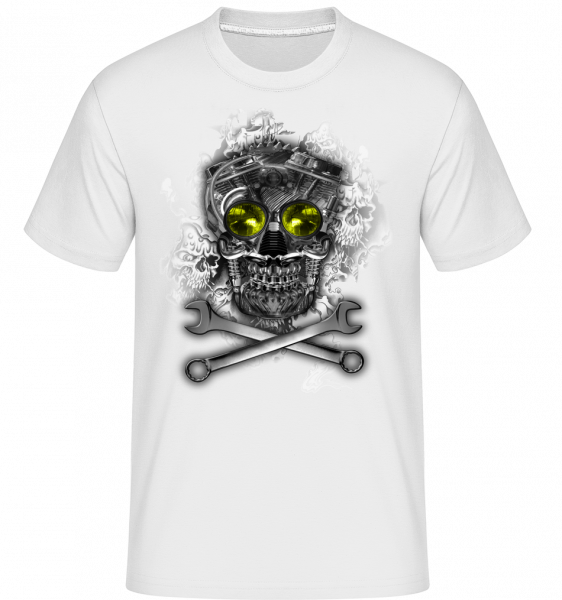 Crâne De Machine -  T-Shirt Shirtinator homme - Blanc - Vorn