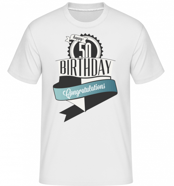 50 Birthday Congrats -  T-Shirt Shirtinator homme - Blanc - Vorn