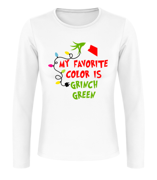 My Favorite Color Is Grinch Green - T-shirt à manches longues standard Femme - Blanc - Devant