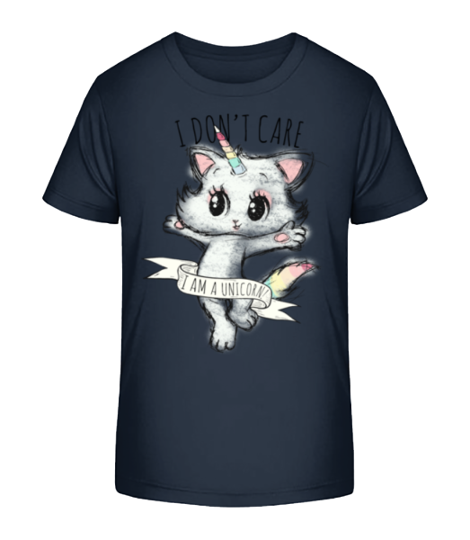 I Dont Care Unicorn - T-shirt bio Enfant Stanley Stella - Bleu marine - Devant