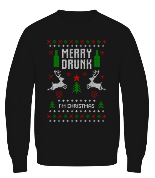 Merry Drunk I Am  Christmas - Sweatshirt Homme - Noir - Devant