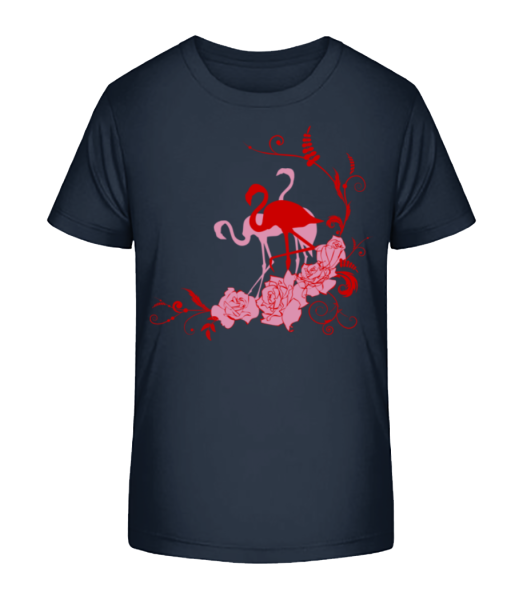 Flamingos Flowers - T-shirt bio Enfant Stanley Stella - Bleu marine - Devant
