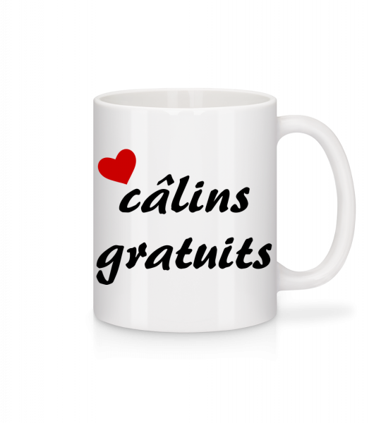Câlins Gratuits - Mug en céramique blanc - Blanc - Vorn