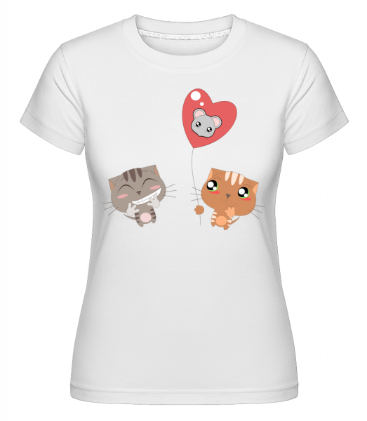 Ballon Cœur Et Chats -  T-shirt Shirtinator femme - Blanc - Vorn