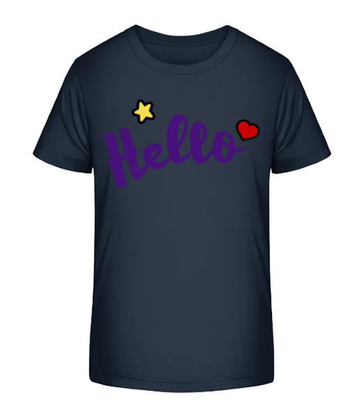 Hello Sign Purple - T-shirt bio Enfant Stanley Stella - Bleu marine - Devant
