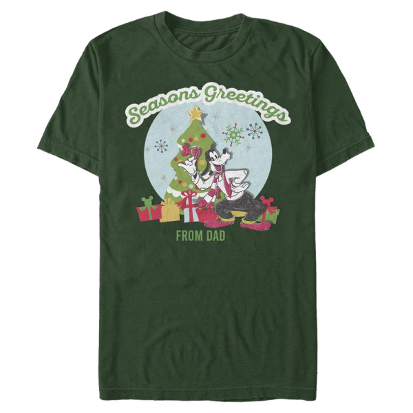 Disney Classics - Mickey Mouse - Goofy Greetings From Dad - Father's Day - Homme T-shirt - Vert bouteille - Devant