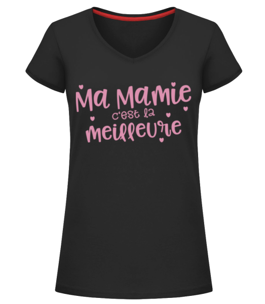 Ma Mamie C'est La Meilleure - T-shirt col en V Femme - Noir - Devant