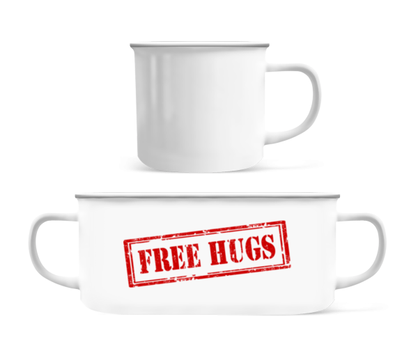 Free Hugs Sign - Tasse Émaillée - Blanc - Devant
