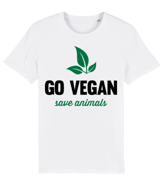 Go Vegan Save Animals - T-shirt bio Homme Stanley Stella - Blanc - Devant