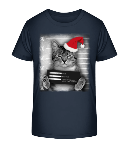 Cat XMas Guilty - T-shirt bio Enfant Stanley Stella - Bleu marine - Devant