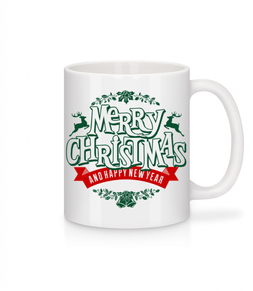 Merry Christmas Label - Mug en céramique blanc - Blanc - Vorn