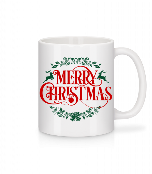 Merry Christmas Label - Mug en céramique blanc - Blanc - Vorn