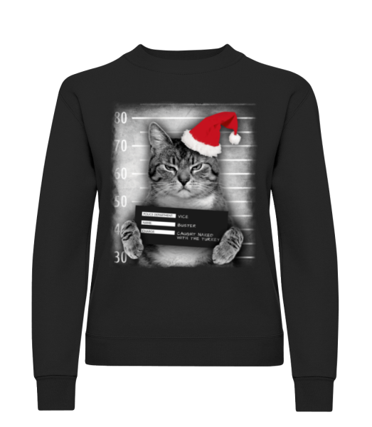 Cat XMas Guilty - Sweatshirt Femme - Noir - Devant